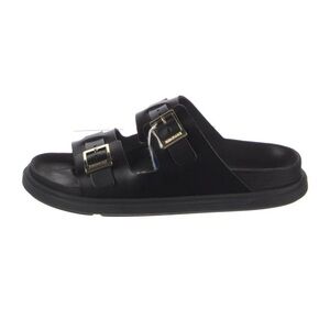 Birkenstock Black Leather Slide Sandals